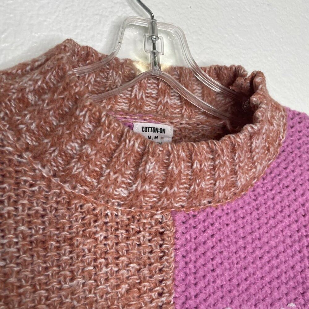 Cotton On Womens Sweater Size M Knit Color Block Long Sleeve Crew Neck Pullover - Picture 10 of 13